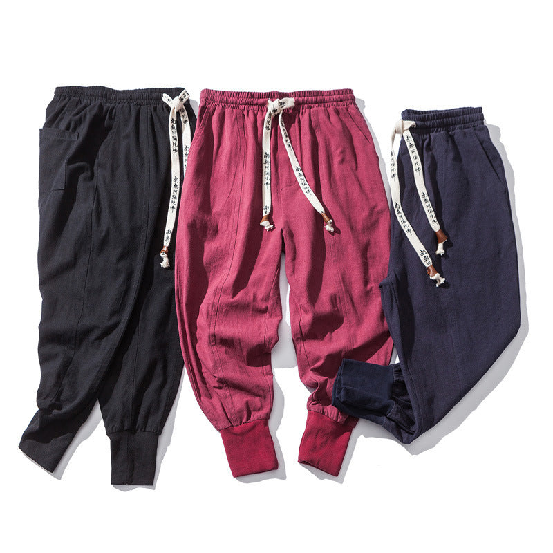 Men's Chinese Style Harem Pants – Cotton Linen Streetwear Joggers