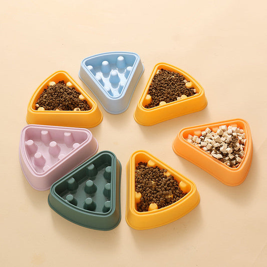 Pet Slow Feeder: Cartoon Pizza Single Bowl for Healthy Eating & Digestion