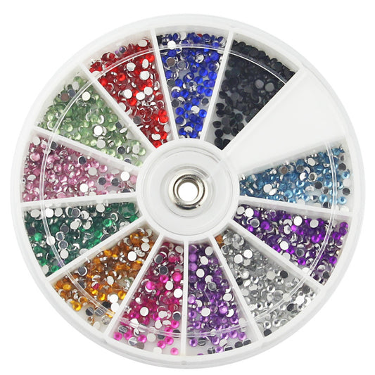 Luxurious Diamond False Nails | 12 Vibrant Rhinestone Colors