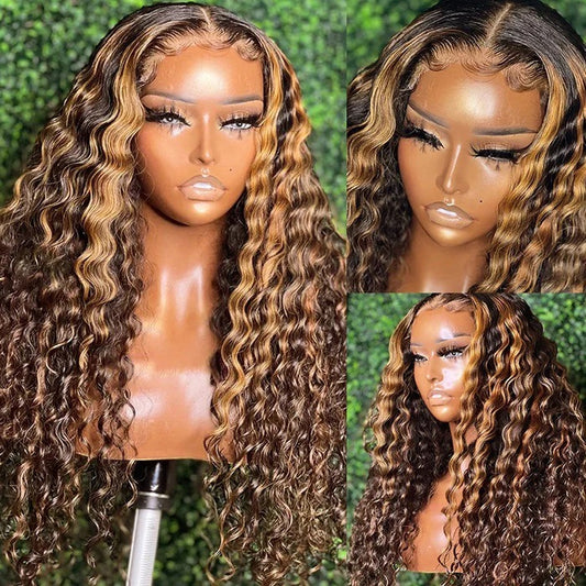 Ombré P427 Water Wave 13x6 Human Hair Wig | Deep Wave Lace Frontal