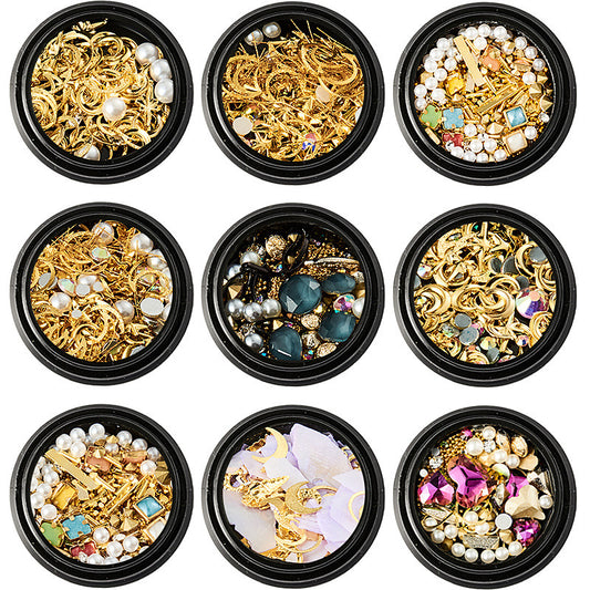 Trendy Copper Round Rivets & Sequins | Xingyue Star Moon Nail Drill Ornaments Set