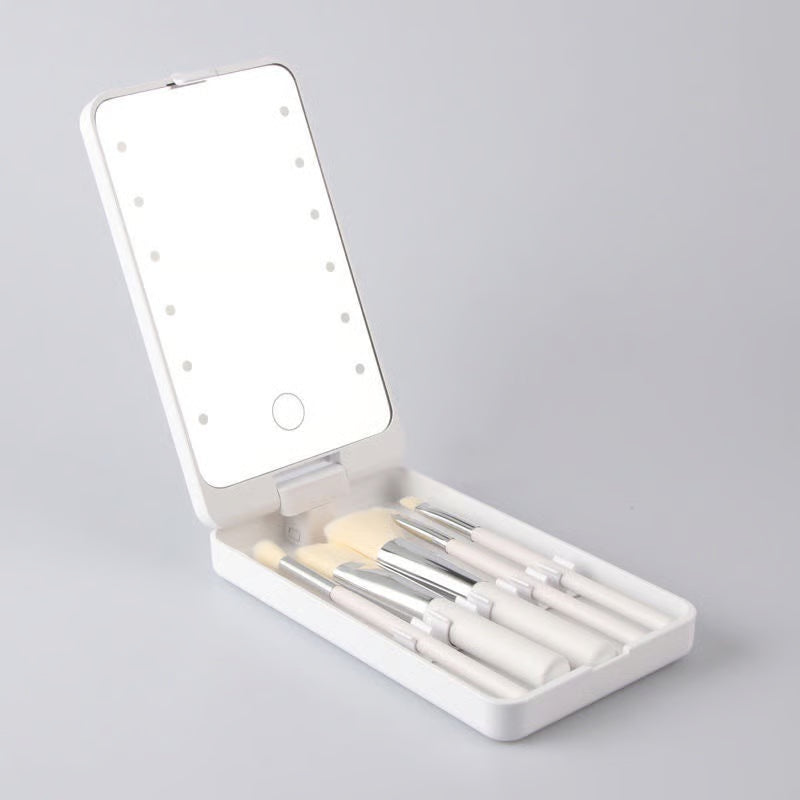 Travel Makeup Brush Set with LED light