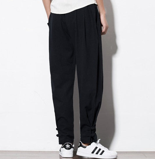 Men's Autumn Harem Pants - Pure Linen Hemp Hip Hop Loose Vintage Casual Joggers