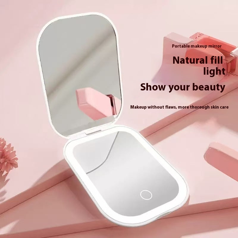 ortable HD Luminous Cosmetic Mirror | Ultra-Thin, Foldable, Tricolor LED Light