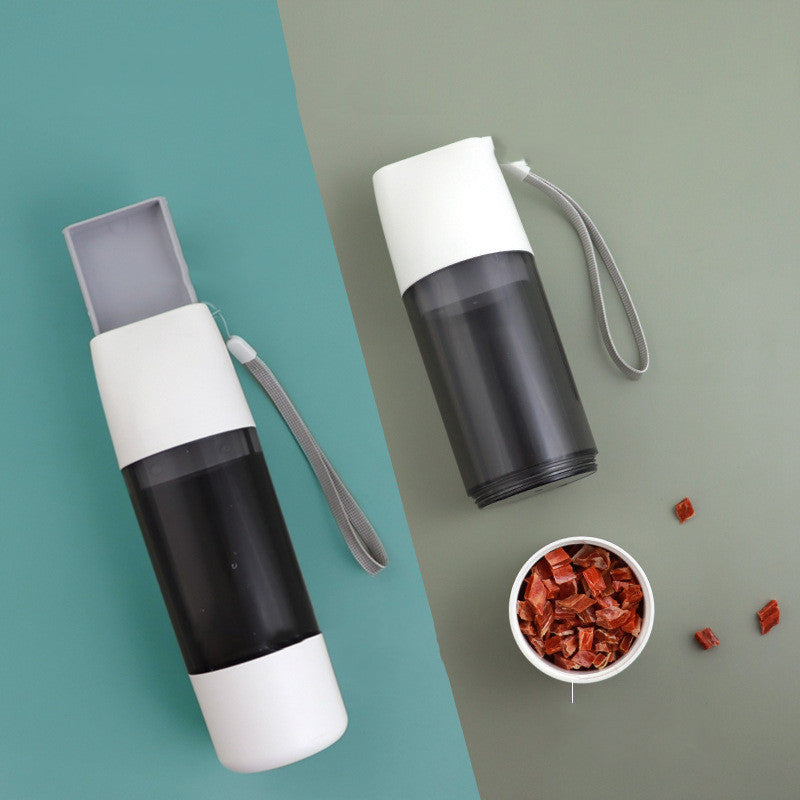 Outdoor Pet Water Bottle | 350ml Portable Dog Drinking Bowl and Food Feeder
