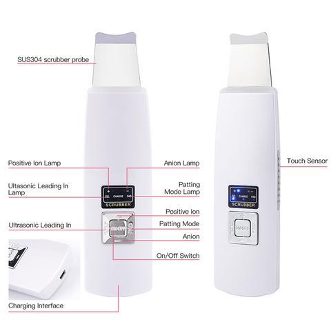 Ultrasonic Skin Scrubber & Face Cleanser | Blackhead Acne Removal Facial Spa Tool