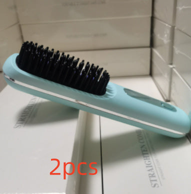 Travel 2-in-1 Hair Styling Tool | Wireless Straightener Brush & Hot Curler Comb