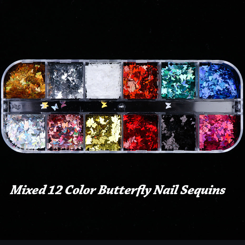 Chunky Butterfly Sequin Nail Art Glitter | Rainbow Symphony Decals