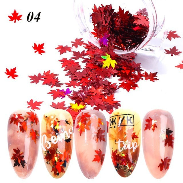 Gradient Maple Leaf Nail Sequins | Autumn/Fall Nail Art Flakes Decoration