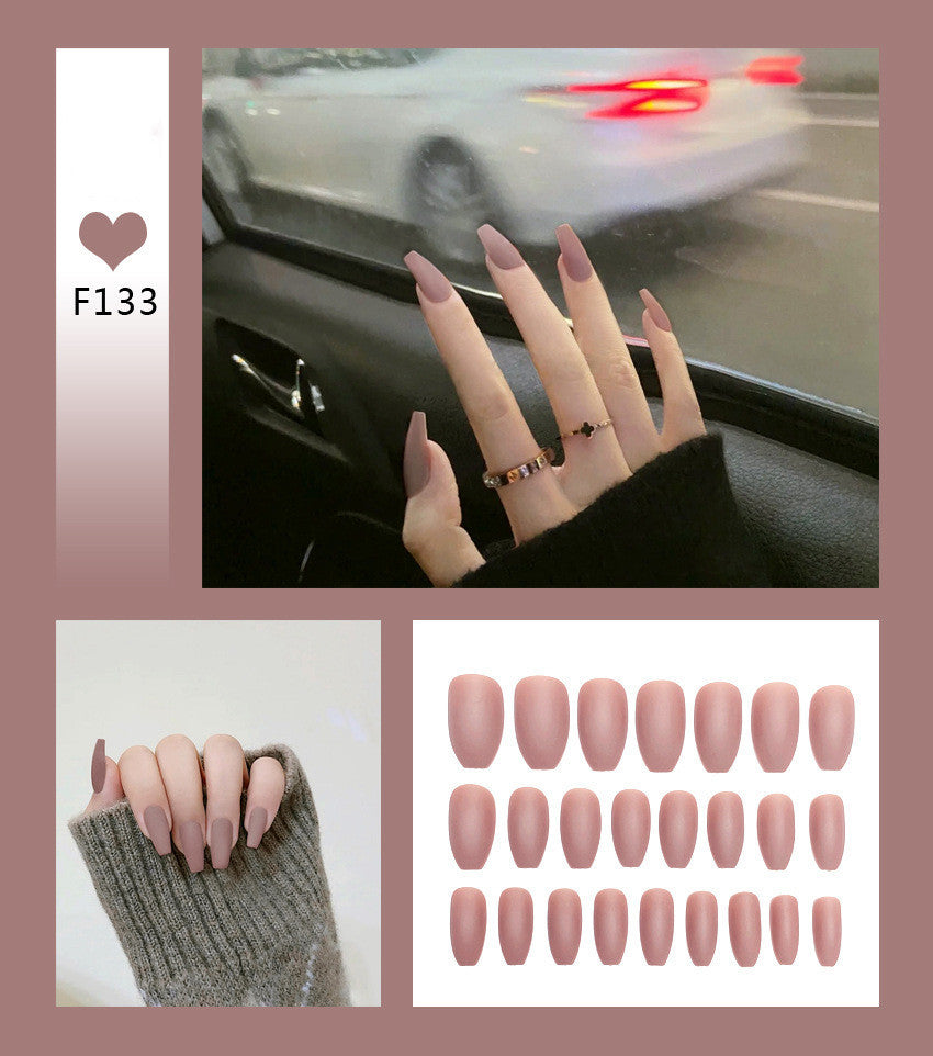 Velvet Scrub Texture Ballet Coffin False Nails | Full Cover Matte Manicure