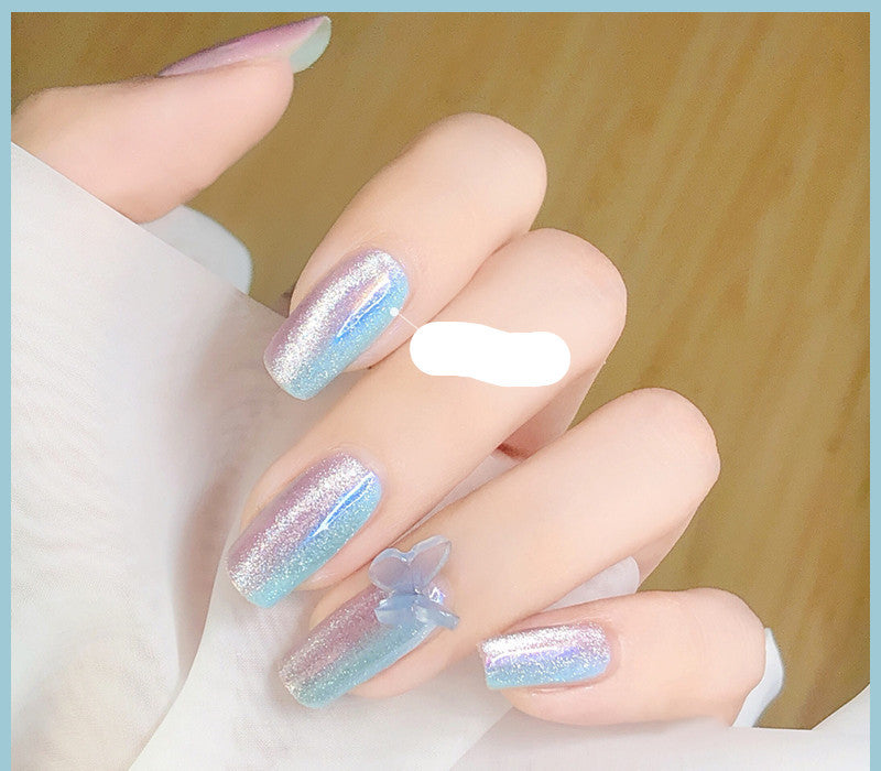 Milk Tea Crystal Stone Cat Eye Gel Nail Polish | Trendy Semi-Transparent Finish