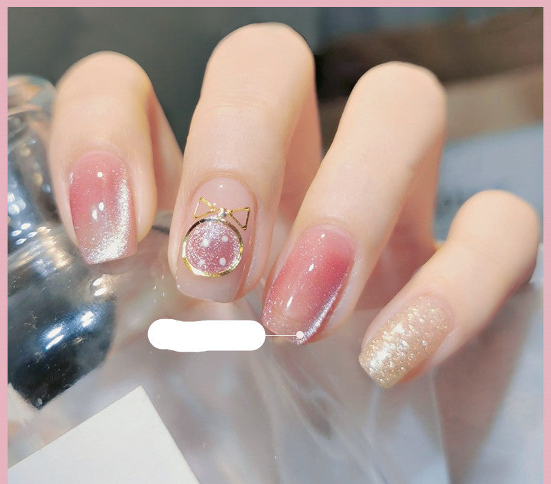 Milk Tea Crystal Stone Cat Eye Gel Nail Polish | Trendy Semi-Transparent Finish