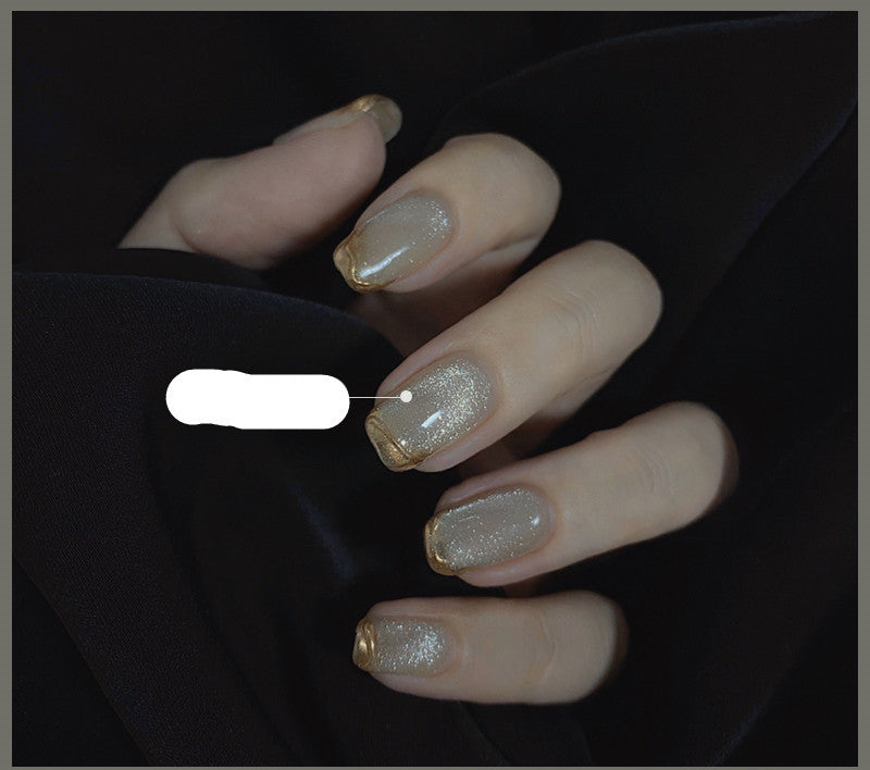 Milk Tea Crystal Stone Cat Eye Gel Nail Polish | Trendy Semi-Transparent Finish