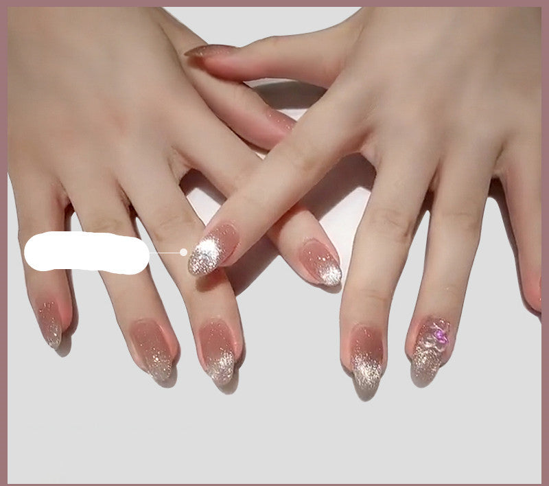 Milk Tea Crystal Stone Cat Eye Gel Nail Polish | Trendy Semi-Transparent Finish