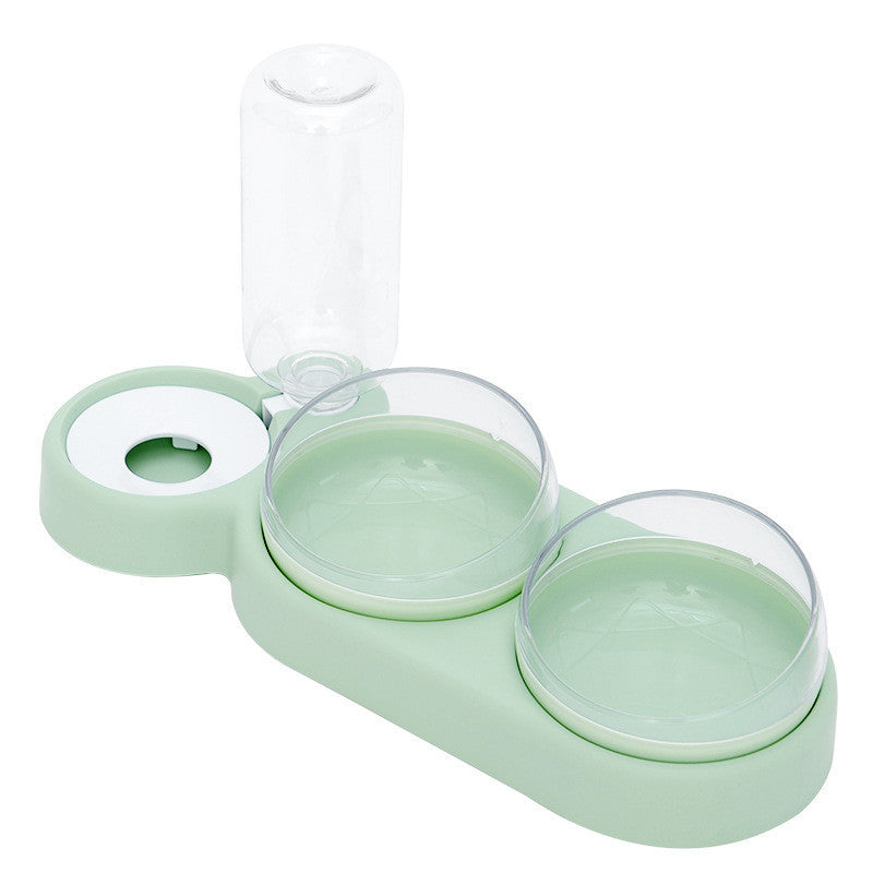Raised Pet Cat & Dog Food Bowl with Water Dispenser | Double Drinking Fountain Feeder Stand