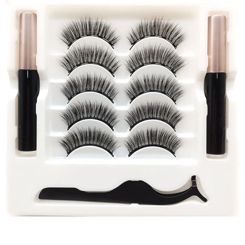 Deluxe Magnetic False Eyelashes Kit | Waterproof Liner & Reusable Mink-Effect Extensions