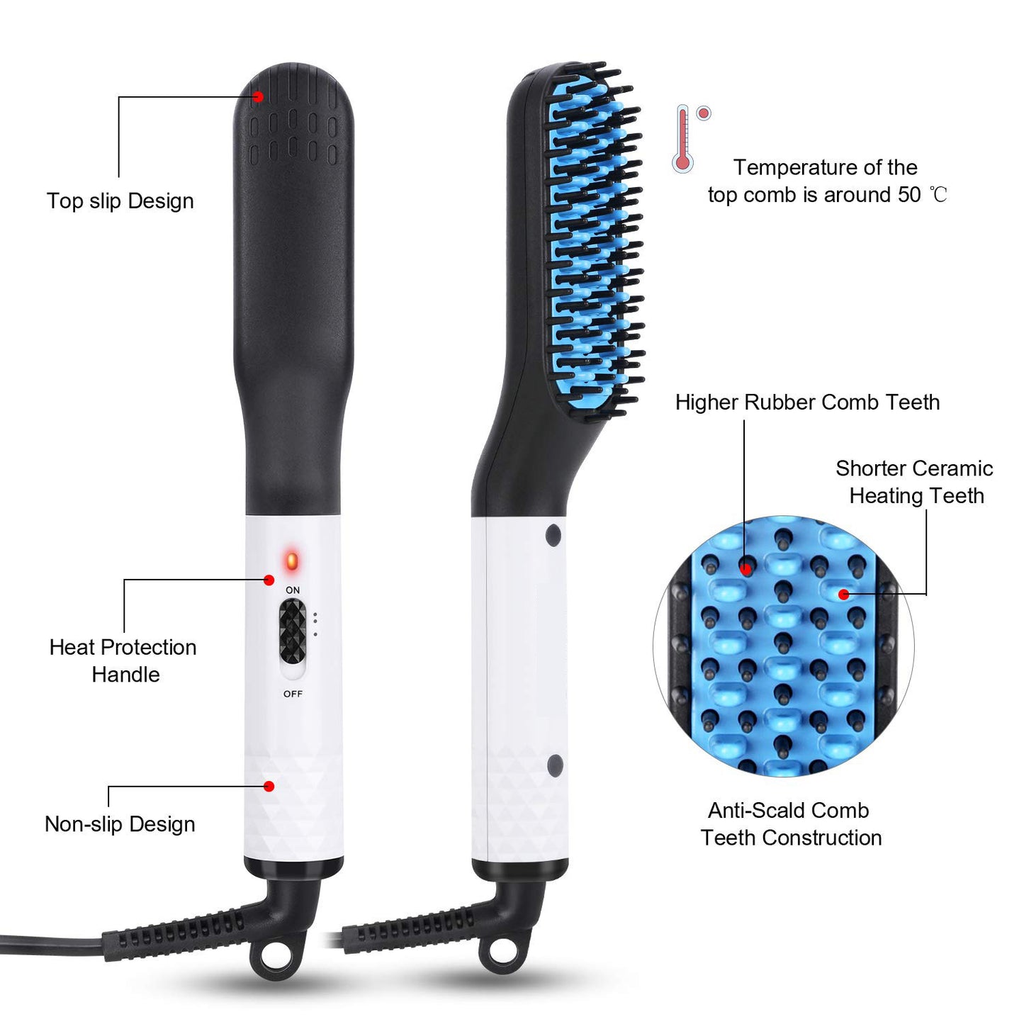 Multifunctional Hair Straightener Comb Brush | Men's Beard & Hair Straightening Tool