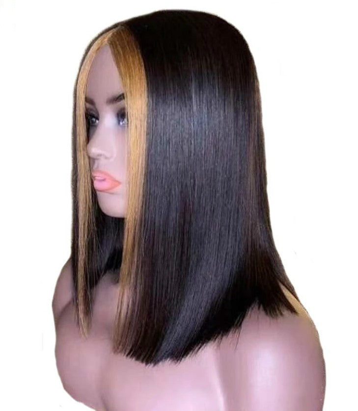 Short Straight Human Hair Lace Front Wig | Trendy European/American