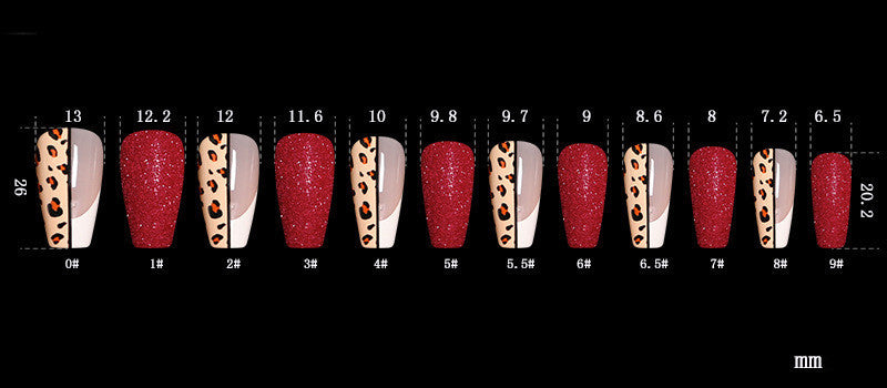 Red Leopard Print Ballet Coffin False Nails | Long Press-On Nail Tips