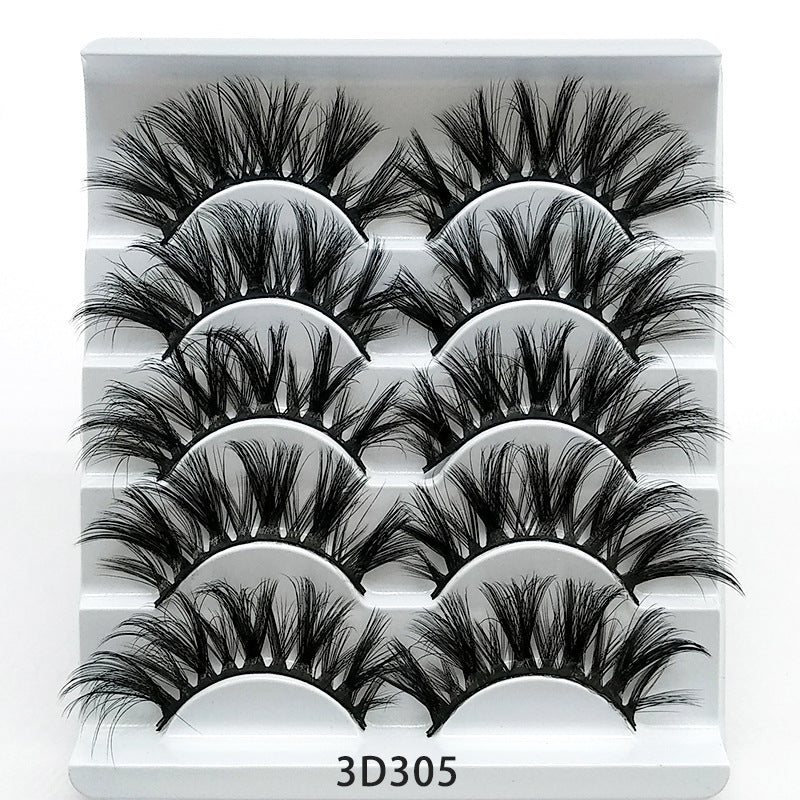 Voluminous 3D Mink Effect False Lashes | Five Pairs Soft Cotton Band Eyelashes