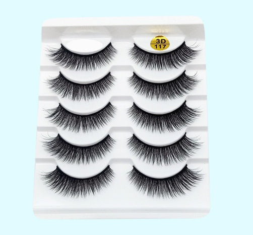Voluminous 3D Mink Effect False Lashes | Five Pairs Soft Cotton Band Eyelashes