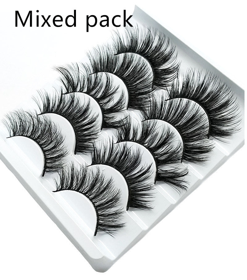 Voluminous 3D Mink Effect False Lashes | Five Pairs Soft Cotton Band Eyelashes