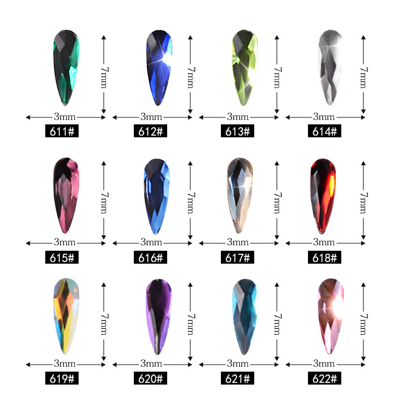 Luxury 10pc Long Water Drop Nail Rhinestones | 3D Glitter Nail Art Supplies