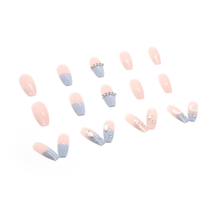 Elegant Stars and Moon Decal Press-On Nails | Trendy Celestial False Tips