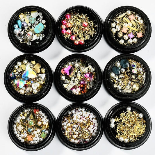 Trendy Copper Round Rivets & Sequins | Xingyue Star Moon Nail Drill Ornaments Set