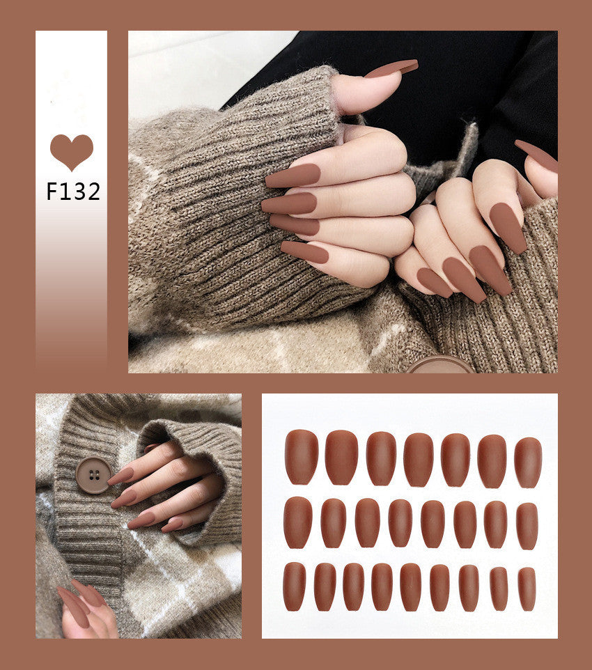 Velvet Scrub Texture Ballet Coffin False Nails | Full Cover Matte Manicure