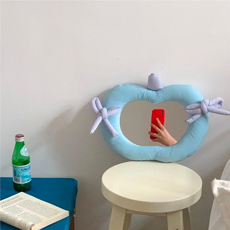 Aesthetic Cotton-Filled Fabric Vanity Mirror | INS Korean Style Wall Decoration