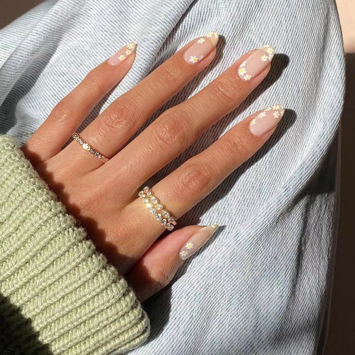 Chic Matte Frosted Almond Fake Nails | Finished Wearable Nail Art Patches