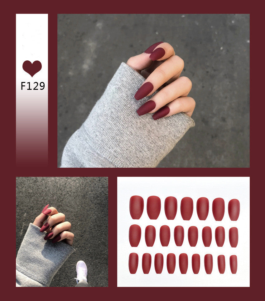 Velvet Scrub Texture Ballet Coffin False Nails | Full Cover Matte Manicure