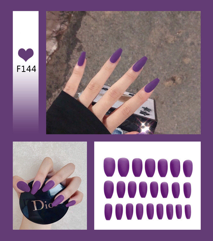 Velvet Scrub Texture Ballet Coffin False Nails | Full Cover Matte Manicure