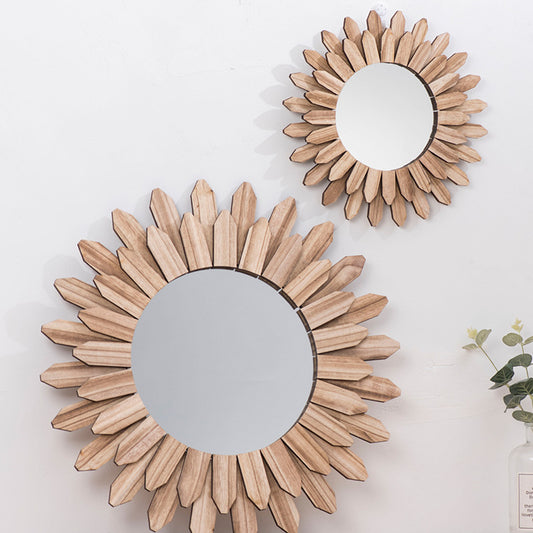 Handmade Solid Wood Wall Mirror | European Entryway & Hotel Lobby Decoration