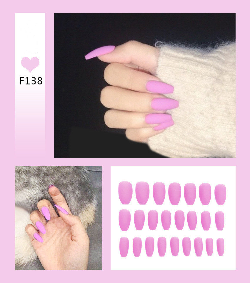 Velvet Scrub Texture Ballet Coffin False Nails | Full Cover Matte Manicure