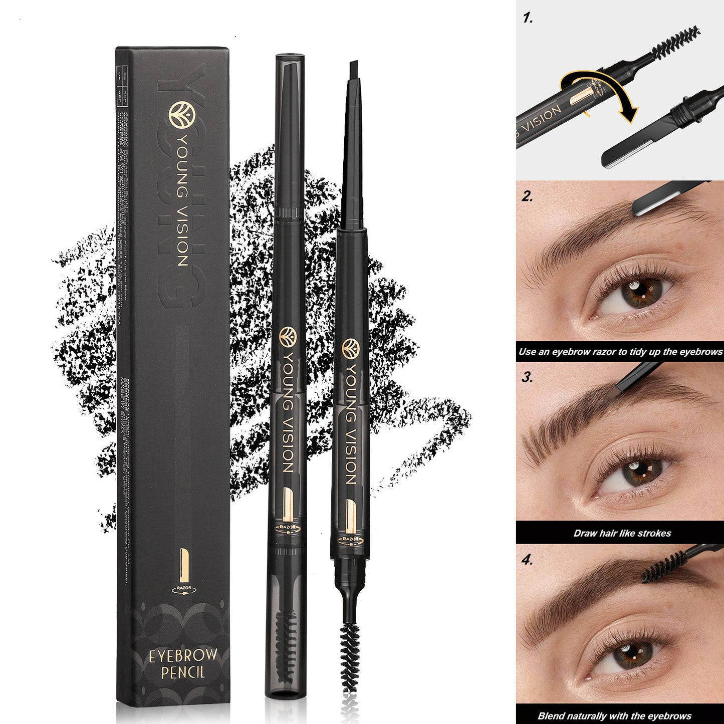 Multifunctional 3-in-1 Waterproof Eyebrow Pen | Smear-Proof Brow Pencil