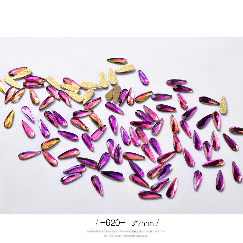 Luxury 10pc Long Water Drop Nail Rhinestones | 3D Glitter Nail Art Supplies