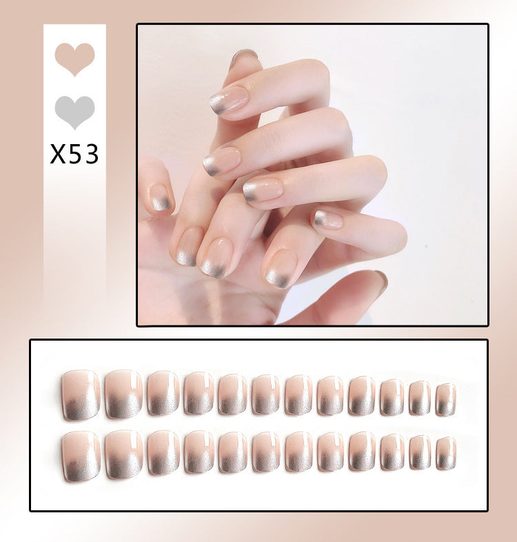 Luxury French Tip Press-On Nails | Removable Full Cover Tips with Diamonds