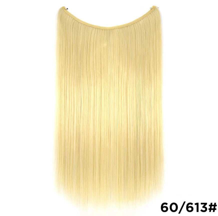 Silky Straight 22" Synthetic Hair Extensions | Invisible Wire No Clips