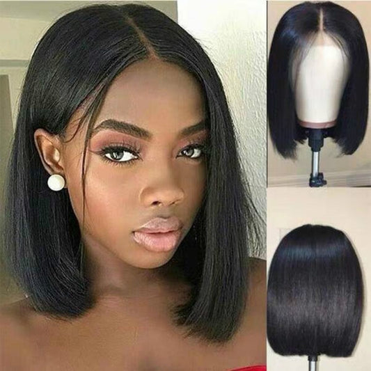 Brazilian Remy Human Hair Bob Wig | Short Straight Black Full Wig for Women