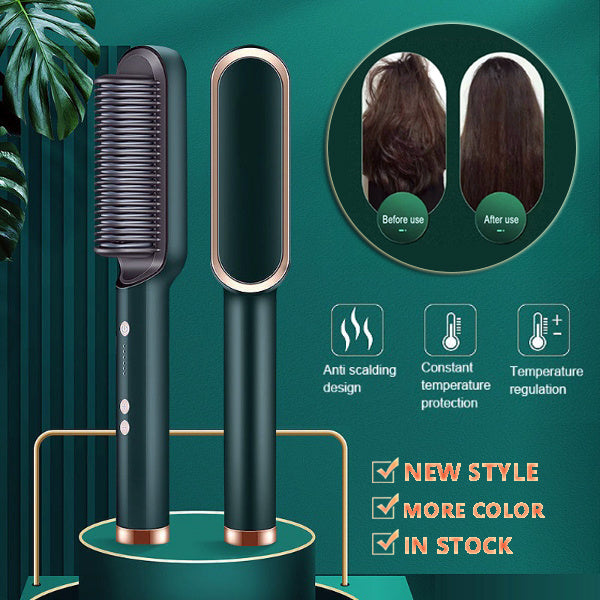 Electric Hair Brush Straightener & Curler | Dual-Purpose Negative Ion Hot Comb