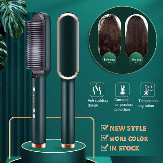 Electric Hair Brush Straightener & Curler | Dual-Purpose Negative Ion Hot Comb