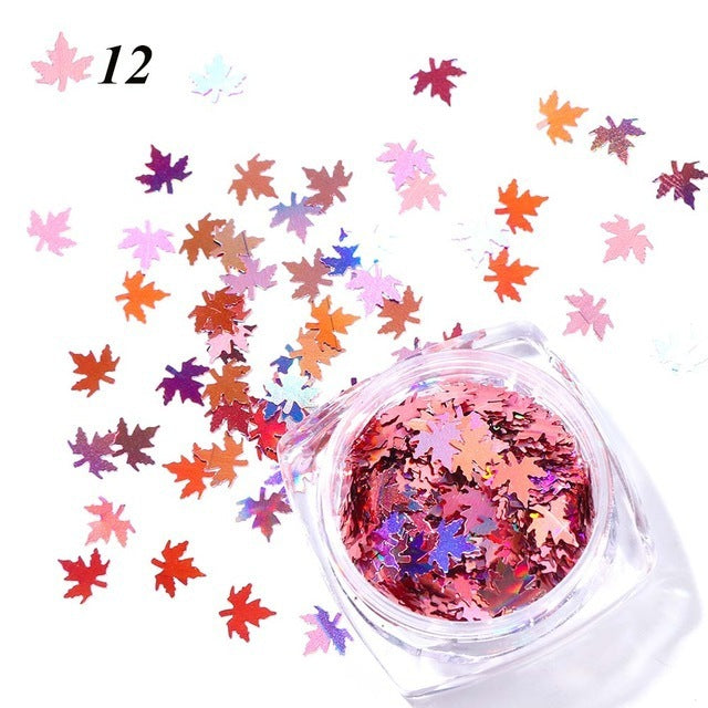 Gradient Maple Leaf Nail Sequins | Autumn/Fall Nail Art Flakes Decoration