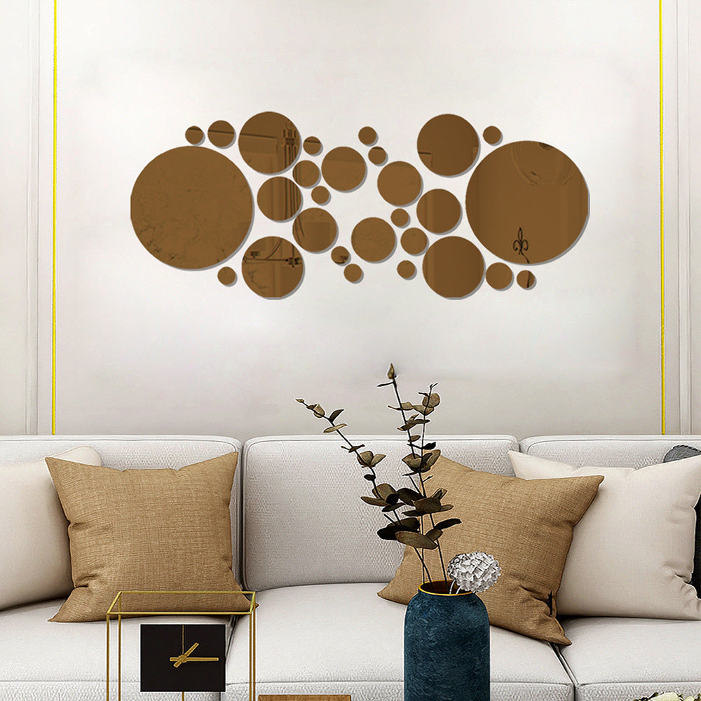 Decorative Big and Small Circle Mirror Decals | 3D Stereo Acrylic Wall Art