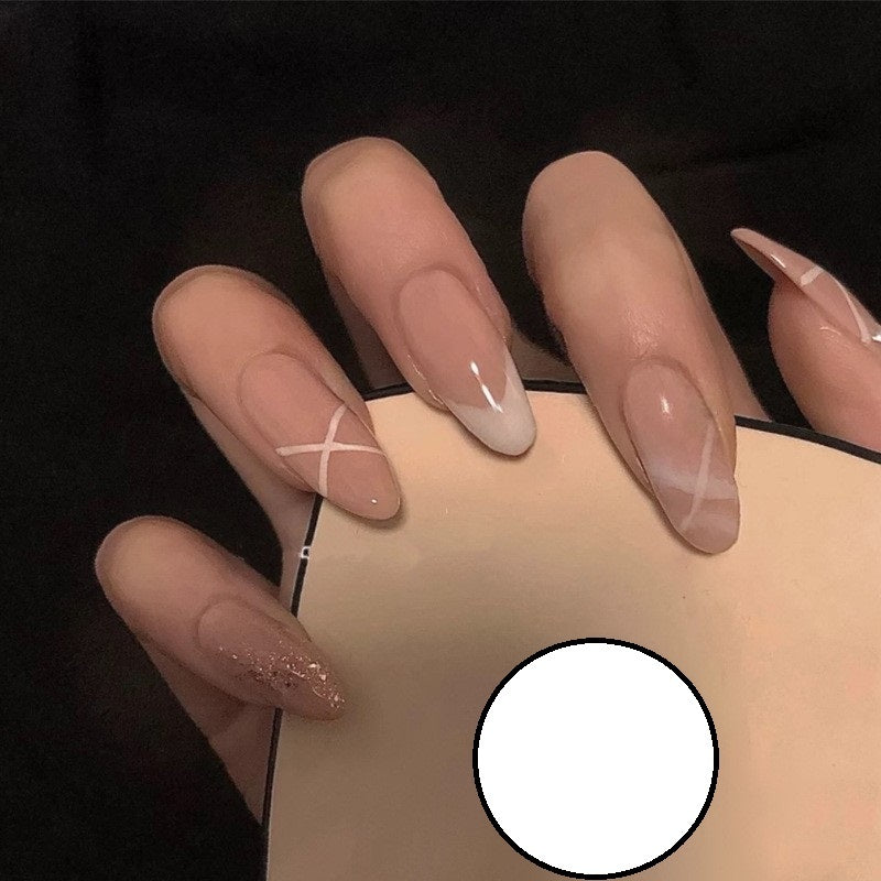 Chic Matte Frosted Almond Fake Nails | Finished Wearable Nail Art Patches