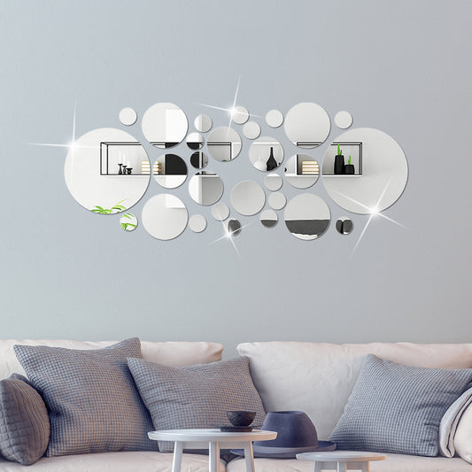 Decorative Big and Small Circle Mirror Decals | 3D Stereo Acrylic Wall Art