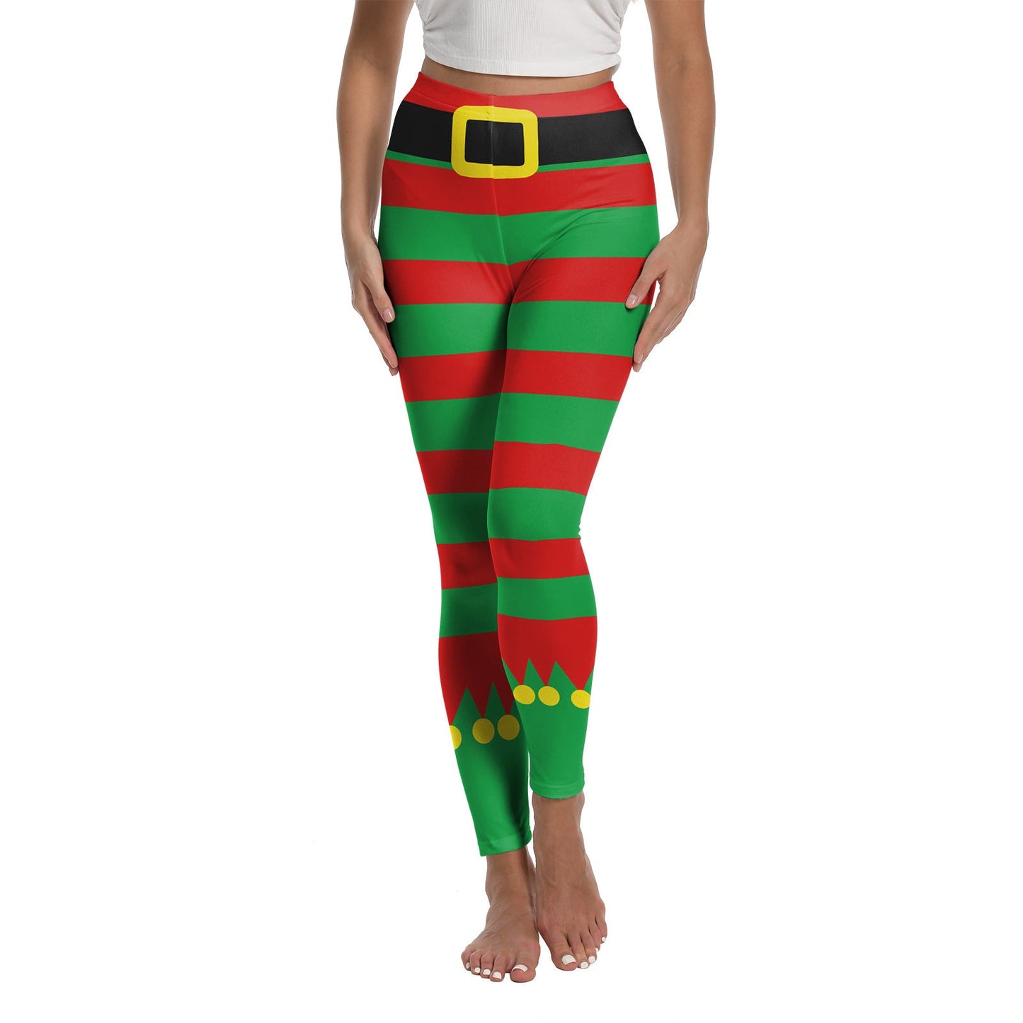 Women's Christmas Printed Yoga Leggings - Festive Elastic Sports Pants