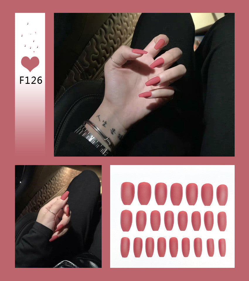 Velvet Scrub Texture Ballet Coffin False Nails | Full Cover Matte Manicure