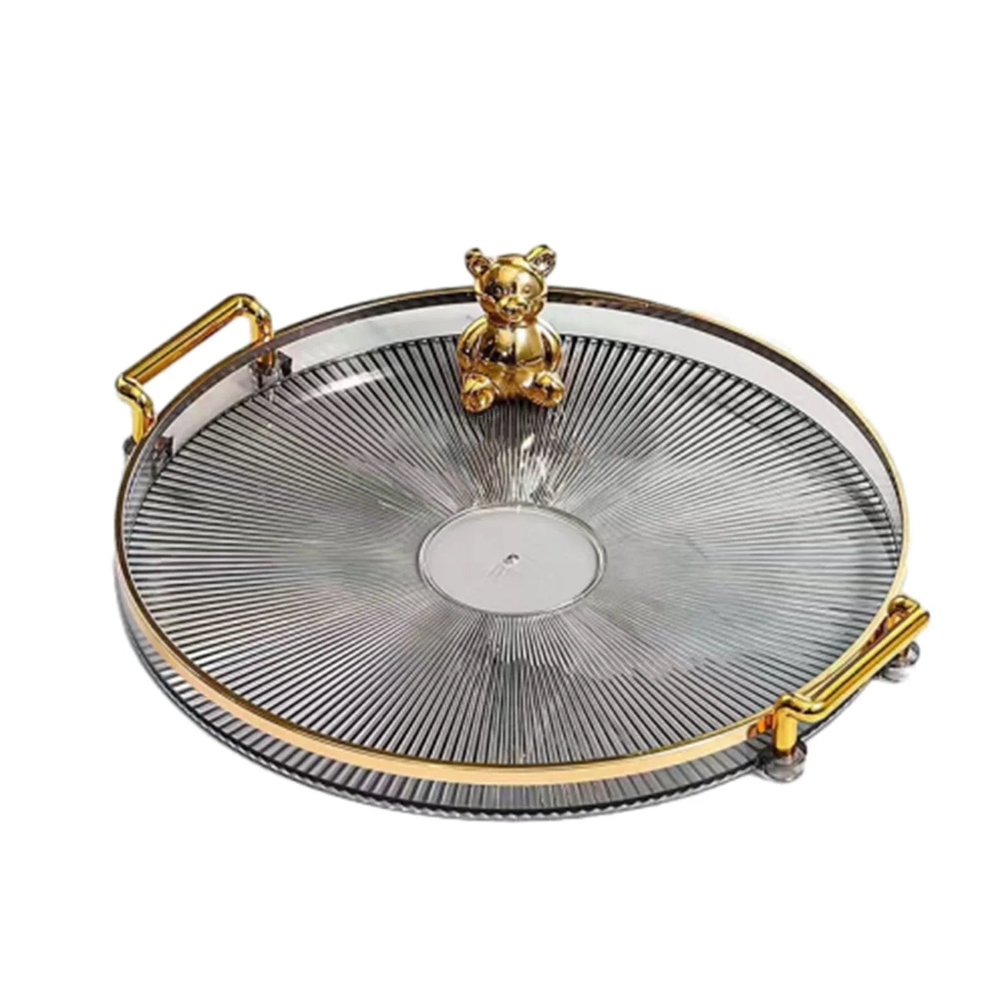 Modern Round Decorative Serving Tray | Plastic Organizer for Kitchen & Party